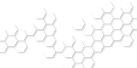 Wall Mural - abstract white line hexagon geometric pattern seamless background, minimalist hexagon display with r