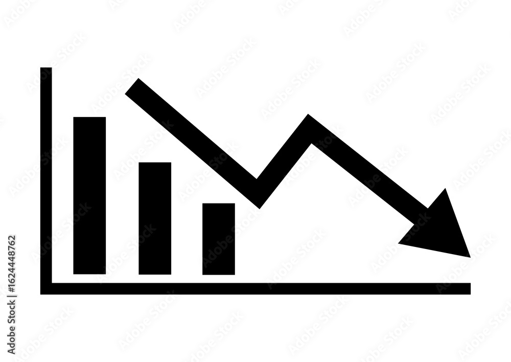 business chart with down arrow icon Stock Vector | Adobe Stock