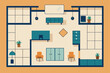 © icon sos - hand drawn floor plan with furniture placements  .eps
