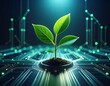 © Wanda - seed growing into branching lines, Emerging Technology Plant Growing in a Digital Ecosystem
