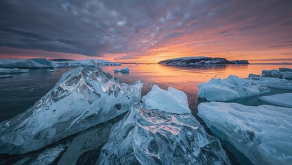 Wall Mural - frozen lake and elenka island at dusk