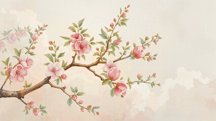 Wall Mural - Spring background with apple blossom on a tree branch