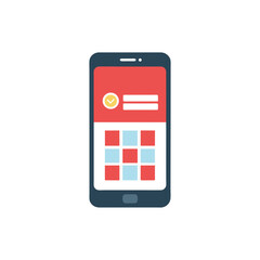 Mobile application interface with checklist and grid layout