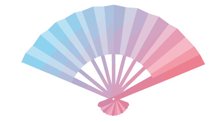 Minimalist hand fan showing blue to pink gradient on white. Design use