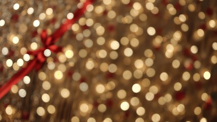 Wall Mural - out-of-focus christmas tree creating a bokeh effect for a holiday table