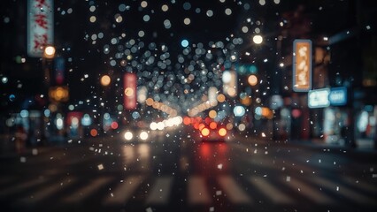 Wall Mural - hazy glow of city streets at night