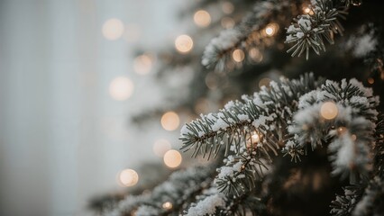 Wall Mural - out-of-focus backdrop featuring a tiny tree and glowing yellow lights during the holiday period
