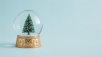 Wall Mural - stunning winter globe and festive decorations against a pale blue backdrop, with room for text