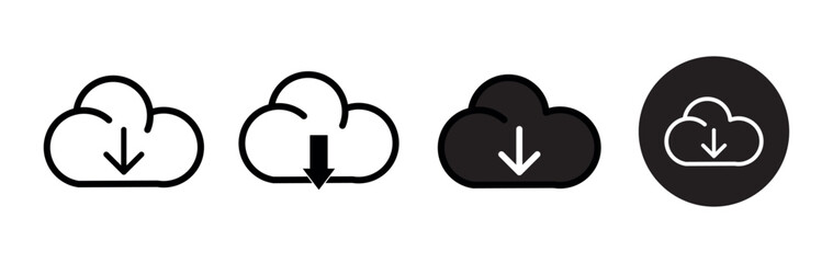 Poster - Cloud Download icon set. Download symbol for web, ui, app png and vector illustration on transparent background