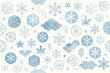© ail-cat - 冬の和柄・雪の結晶と青海波のパターンーやわらかなブルーで雪の結晶や青海波を散りばめた冬の和風背景。手拭い・ハンカチ・ミニタオル、温泉・旅館の販促、デザインペーパーや包装紙、マスキングシールシールに最適。ふくさ、箸、湯呑み、マグカップ、皿、キッチンクロス、キッチン雑貨にも。