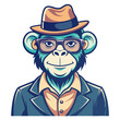 © Nobel Fahad - Funky Chimp in Fedora with Pastel Tones and Comic Line Accents