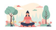 © Vector Artist - Woman meditating in nature, perfect for wellness websites, brochures, and mindfulness apps.