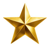 A shiny gold five-pointed star with a reflective metallic surface, showcasing a polished and symmetrical design, suitable for concepts of awards and recognition.