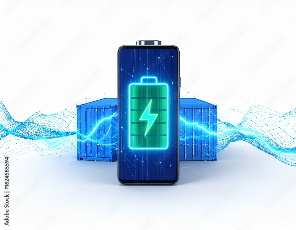 High-tech icon of a BESS container Stock Photo | Adobe Stock