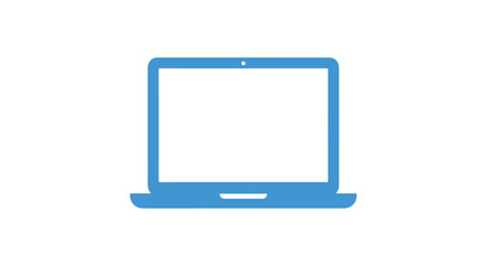 Open laptop icon on white shows digital concept for web & graphic use