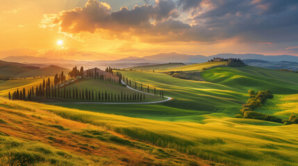  Midjourney Bot
APP
 — 7/30/25, 4:28 PM
Tuscany, rural sunset landscape. Countryside farm, white road an. Countryside farm, cypresses trees, green field, sun light and cloud. Volterra, Italy, Europe