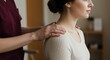 © Kagami - Empathetic Touch: A Caregiver's Hands Gently Resting on a Woman's Shoulder