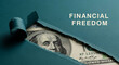 © Mirivox - Teal paper reveals part of a hundred-dollar bill, symbolizing financial wealth and freedom.  Concept showcases abundance and prosperity