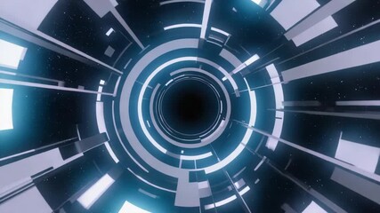 Wall Mural - futuristic spaceship jumping into hyperspace through a glowing wormhole, traveling through time and 