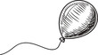 © Saqlain - Hand-Drawn Balloon Sketch – Black and White Line Art