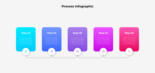 Wall Mural - colorful five step process infographic design for business presentations. perfect for illustrating w