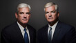 © liu - Two executives in formal attire, professional demeanor against a neutral backdrop with soft lighting.