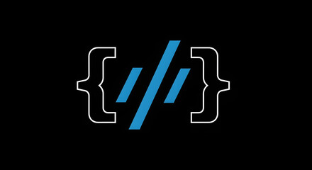 Coding logo design for software development and programming with bracket symbol vector