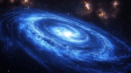 spiral galaxy with vibrant blue swirling nebulae in deep space