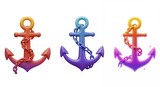 Set of three colorful gradient anchors