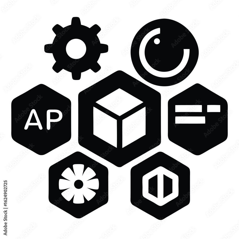 Abstract representation of software development framework with various ...