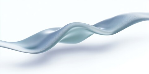 Poster - Flowing abstract fabric wave in soft blue tones, showcasing smooth curves and delicate textures, creating a sense of motion and elegance in a minimalist design environment