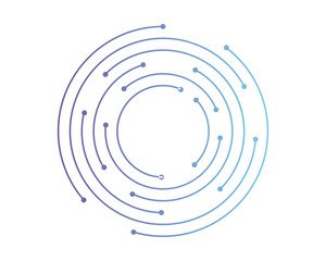 Wall Mural - Circuit board circle line dots connection. Motherboard electronic technology data, electrical board, cpu. Programming science, computer system elements