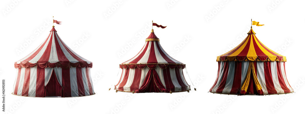 Colorful Circus Tents Isolated on Transparent Background for Design ...