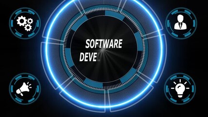 Inscription Software Development on the virtual display. Business, modern technology, internet and networking concept. 