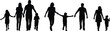 © Sabbir's World - Family silhouette, children and adults, walking together, holding hands, unity, community, black figures, white background, connection, togetherness