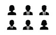 © Antu - Vector art of collection of six black silhouette avatar icons of business people isolated on white background