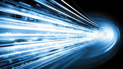 Digital Data Stream: Abstract Tunnel of Light and Information