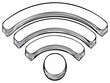 © Алла Навроцкая - Engraved style black and white illustration of a WiFi wireless internet connection symbol for digital technology