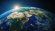 © sambath - The Earth's surface with the sun shining over the Middle East and Africa.