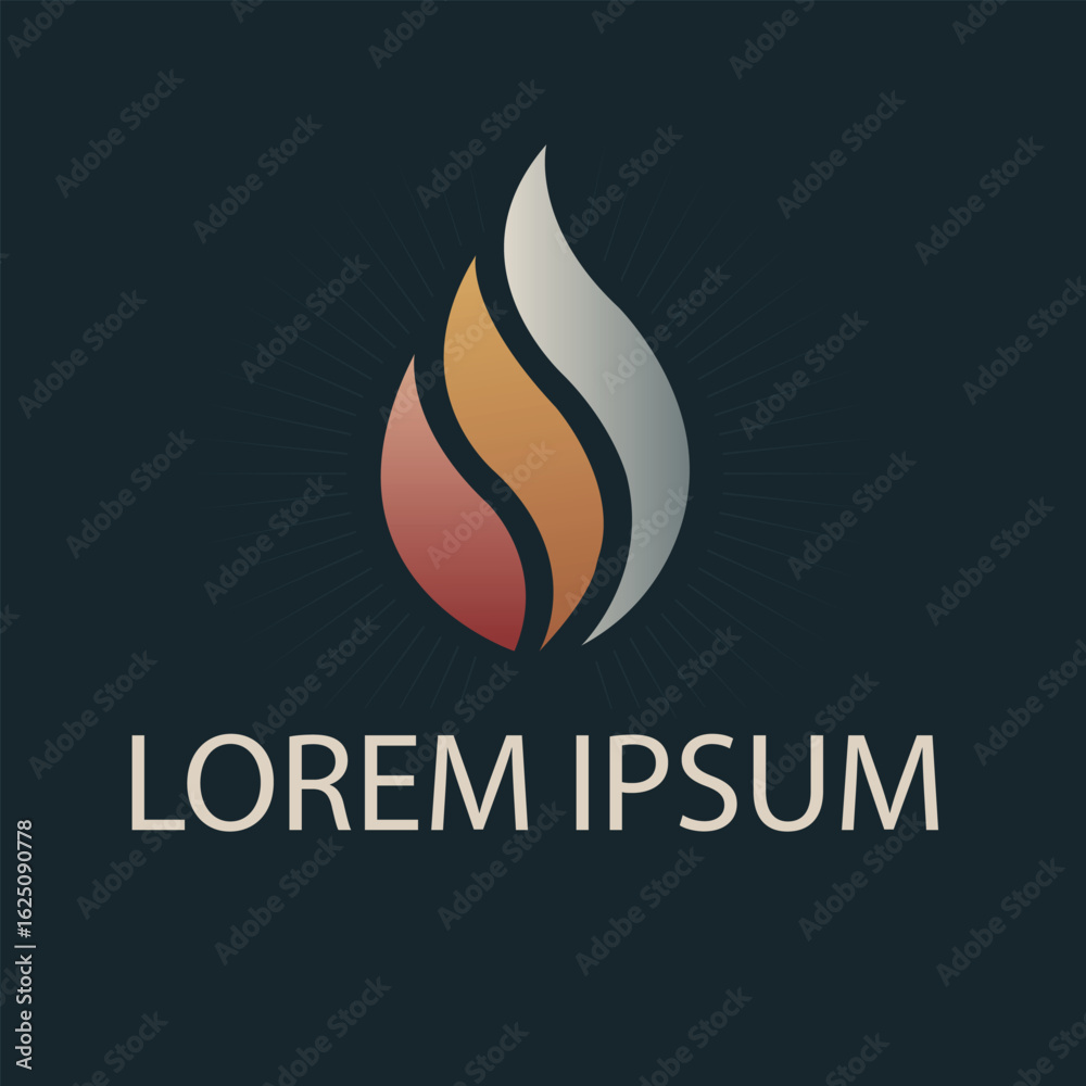 Modern Flame Logo with Gradient Fire and Metal Tones Energy Heating and Industrial Branding Icon