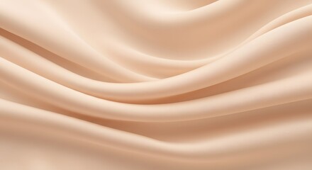 Poster - A close up of folded light beige fabric creating soft waves and shadows across the smooth surface texture