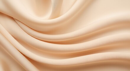 Poster - A close up shot of a light beige colored fabric with soft waves and folds creating a smooth texture effect