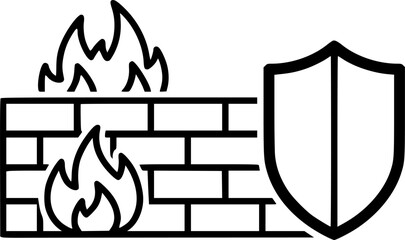 Firewall protection outline icon vector
