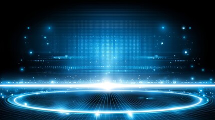 Wall Mural - blue background with a bright light shining on it. the light is creating a circular shape. the image