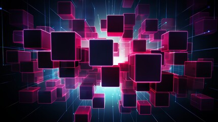Wall Mural - colorful image of pink and black cubes. the image is abstract and has a futuristic feel to it
