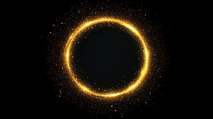 Wall Mural - Golden circle with a lot of sparkles. The circle is surrounded by a dark background. The circle is the main focus of the image