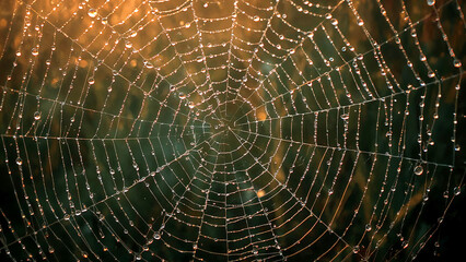 spider web with dew drops