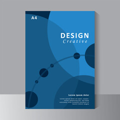 Wall Mural - Geometric shape blue Corporate Book Cover Design Template. used for Brochure, Annual Report, Magazine, Poster, proposal, Portfolio, Flyer, Banner, Website with a4 size.