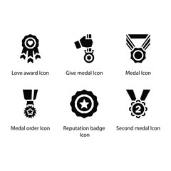 Wall Mural - Love award, Give medal, Medal, Medal order, Reputation badge, Second medal, icon