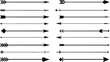 © Kevin - Sixteen Black Arrows in Two Columns Pointing Right on White Background direction